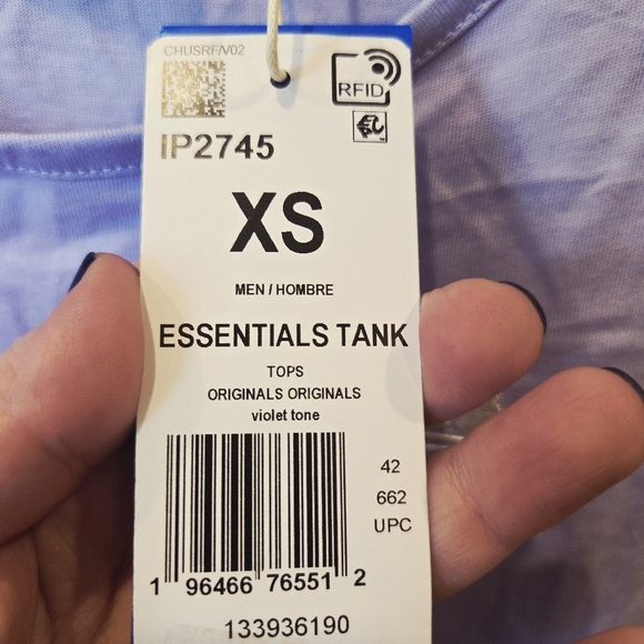 Adidas Originals Essentials Men's Tank Top - Light Purple/Violet Tone XS New - Picture 3 of 7